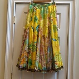 Soft Surroundings Yellow Multicolor Floral Maxi Skirt